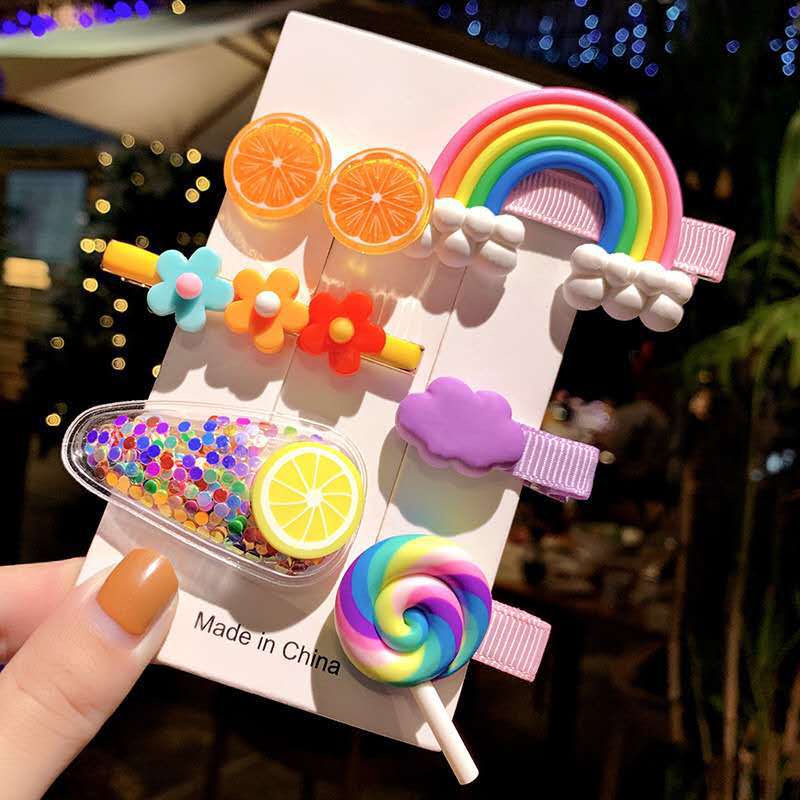 Bộ 6 Kẹp Tóc Màu Cầu Vồng Dễ Thương Phong Cách Hàn Quốc