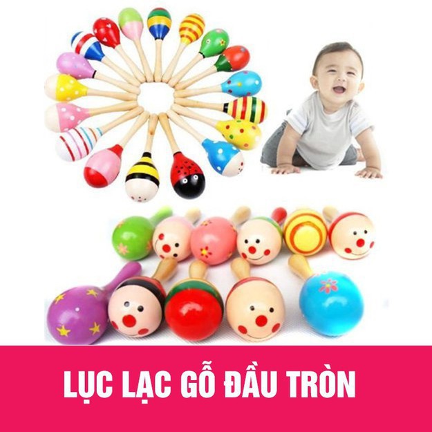 Lục Lạc Gỗ Tròn 1 đầu Cho Bé