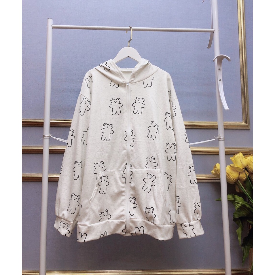 [CÓ VIDEO VÀ HÌNH THẬT] Áo khoác nỉ gấu trắng viền đen siu xinh | BigBuy360 - bigbuy360.vn