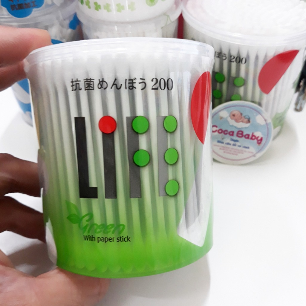 Tăm bông cho bé sơ sinh trẻ em người lớn LIFE hộp 200c thân giấy cao cấp⚡FREE SHIP