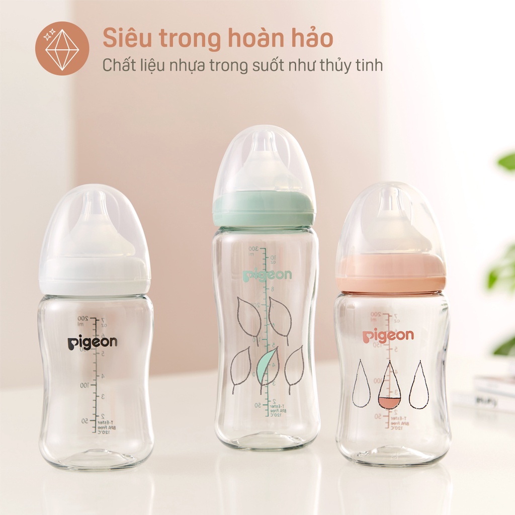 Bình sữa Pigeon Softouch T-Ester Plus – Chiếc lá 200ml/300ml