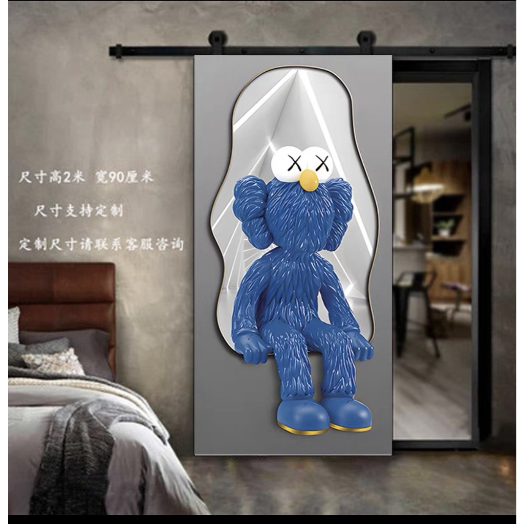 Tranh Treo tường Tráng Gương chú gấu kaws bearbrick Trang trí shop decor quán tóc salon Shop Chụp Ảnh Livestream