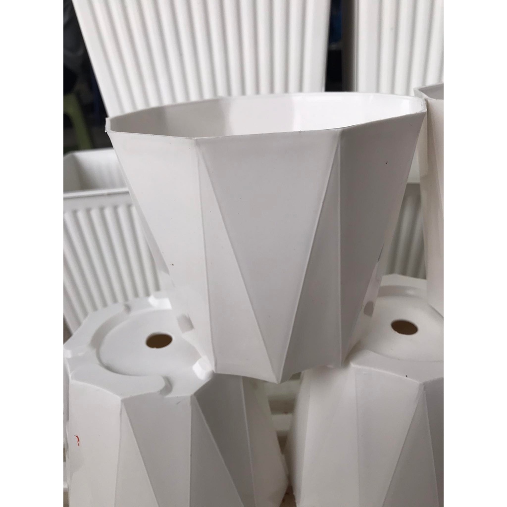 Chậu Nhựa Kim Cương Trắng 15 x 12 LOẠI 1 DÀY  - Chậu Nhựa Trồng Cây Hoa