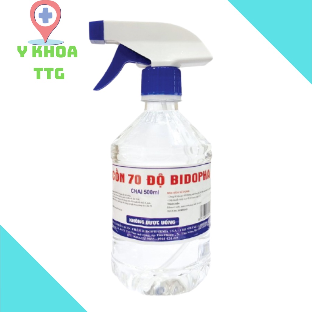 Cồn 70 Độ 90 Độ Bidopha Sát Khuẩn 500ML Có Vòi Xịt