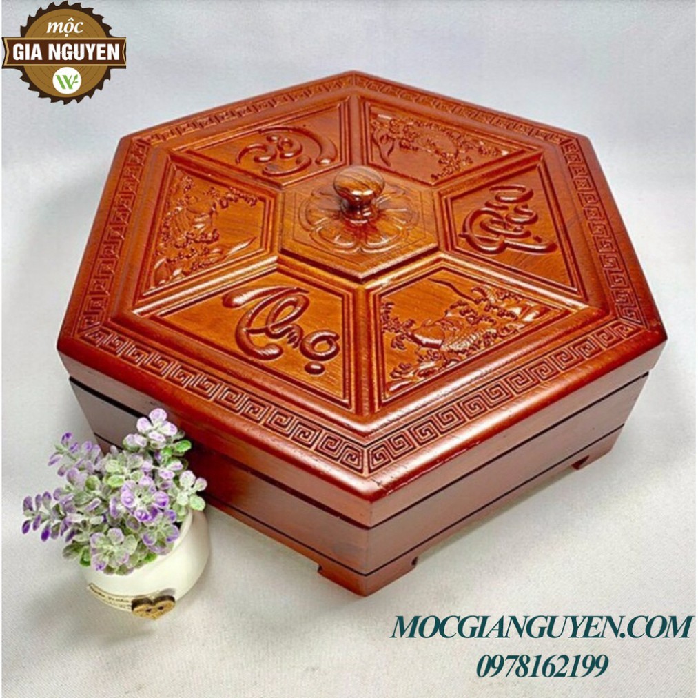 ((SIÊU ĐẸP )) HỘP MỨT PHÚC LỘC THỌ LÀM BẰNG GỖ CAO CẤP Hàng cao cấp