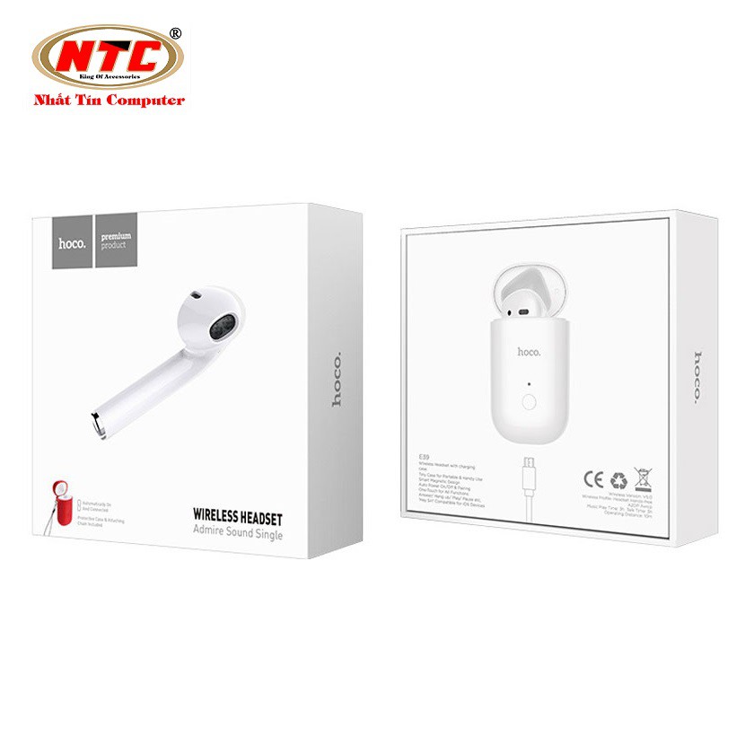 Tai nghe bluetooth nhét tai Hoco E39 Admire sound single V5.0 (Trắng) + tặng kèm Case | BigBuy360 - bigbuy360.vn