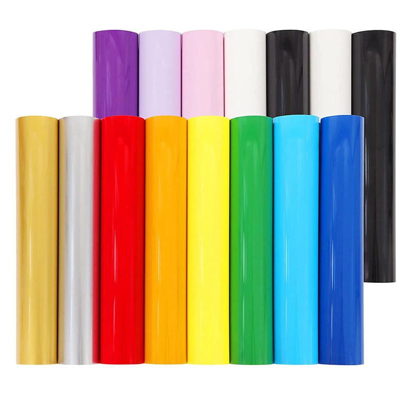 Set 15 Tấm Vinyl: 15 Tấm Dán Ủi Cho Cricut 13 Màu Các Loại HTV