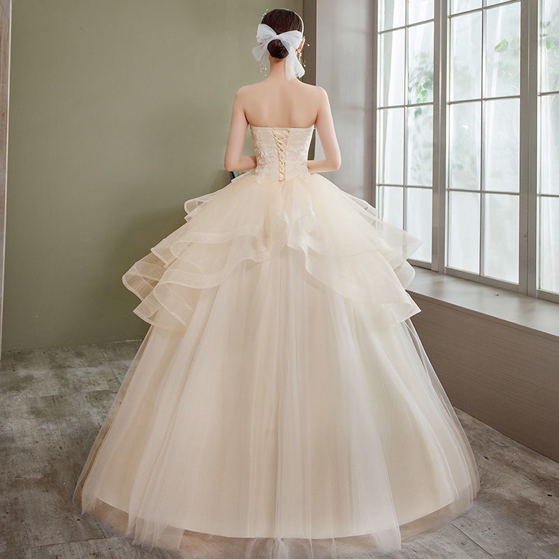 Đầm cưới không dây dáng dài mỏng nhẹ đơn giản thanh lịch cho cô dâu / phù dâu