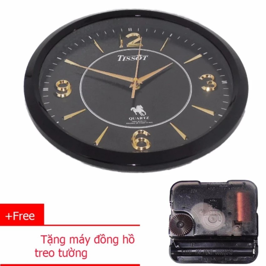 Đồng Hồ Treo Tường Tròn TISSOT (S8)  30cm (Đen) + Tặng Máy đồng hồ treo tường