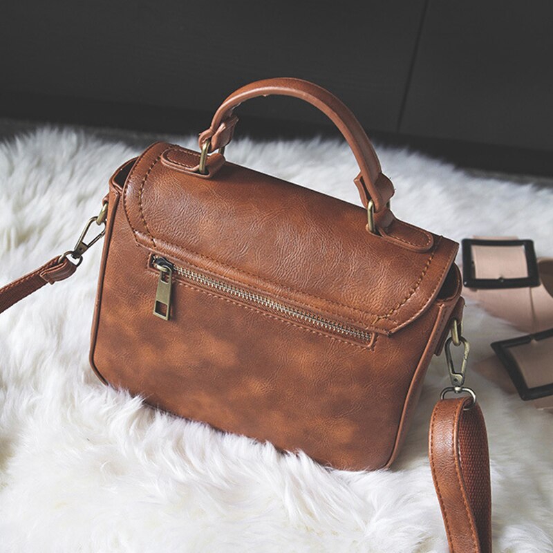 Túi Đeo Chéo Chuwanglin Làm Bằng Da Phối Khóa Vintage Dành Cho Nữ