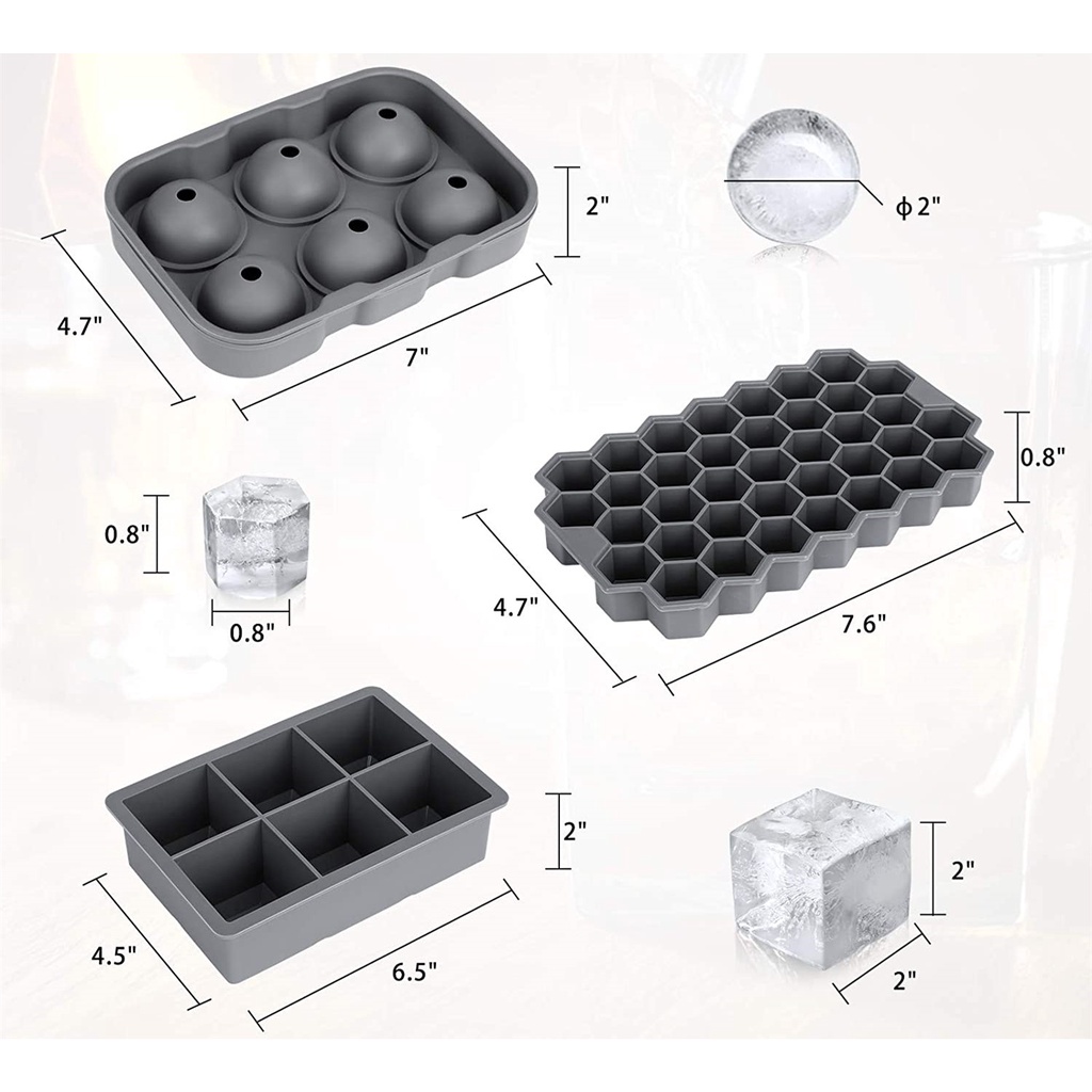 Khay Silicone Làm Đá Viên Hình Khối Kim Cương Lục Giác