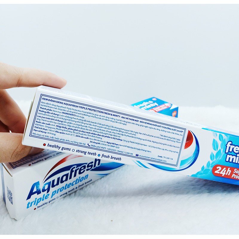 [ TRẮNG RĂNG THƠM MÁT ] Kem đánh răng Aquafresh bạc hà thơm mát 100ml của Mỹ, Hạn sử dụng đến 24 tháng