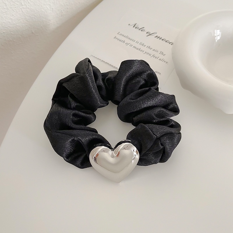 (0604) Scrunchies Chun Buộc Tóc Co Dãn Lụa Mềm Trái Tim
