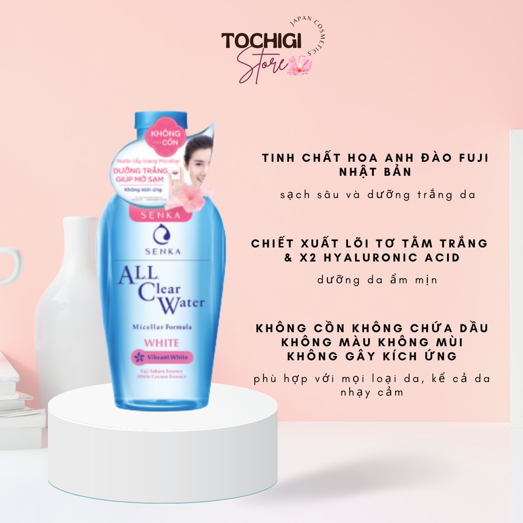 Nước tẩy trang dưỡng trắng Senka All Clear Water Micellar Formula 230ml Nhật Bản | BigBuy360 - bigbuy360.vn