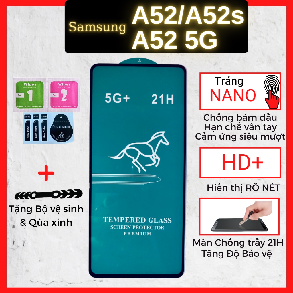 Kính cường lực Samsung A52/A52s/A53 5G Full màn cao cấp OG+ độ cứng 21H siêu mượt hạn chế bám vân tay [MIMA]