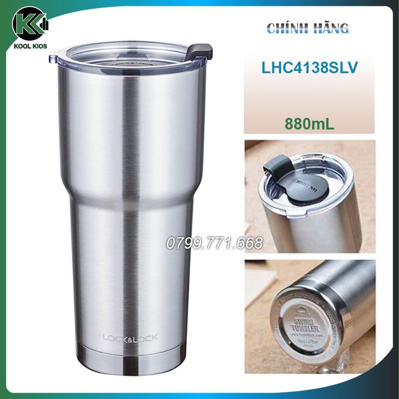 Ly Giữ Nhiệt LOCK&amp;LOCK 880mL Swing Tumbler - LHC4138 SLV