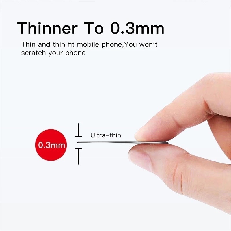 5Pcs Black Phone Back Self-adhesive Iron Patch/ Smooth Wear-resistant Anti-Scratch Car Auxiliary Bracket/ Metal Plate Disk for Cell Phone Stand