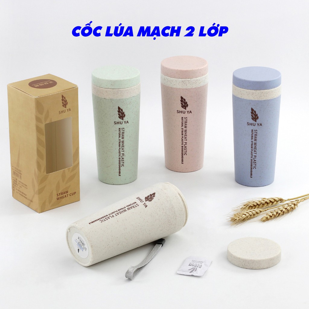 Bình Nhựa Đựng Nước 300ml Bình Nước Lúa Mạch Đựng Trà Đựng Cafe Nắp Kín Quai Đeo Tiện Dụng