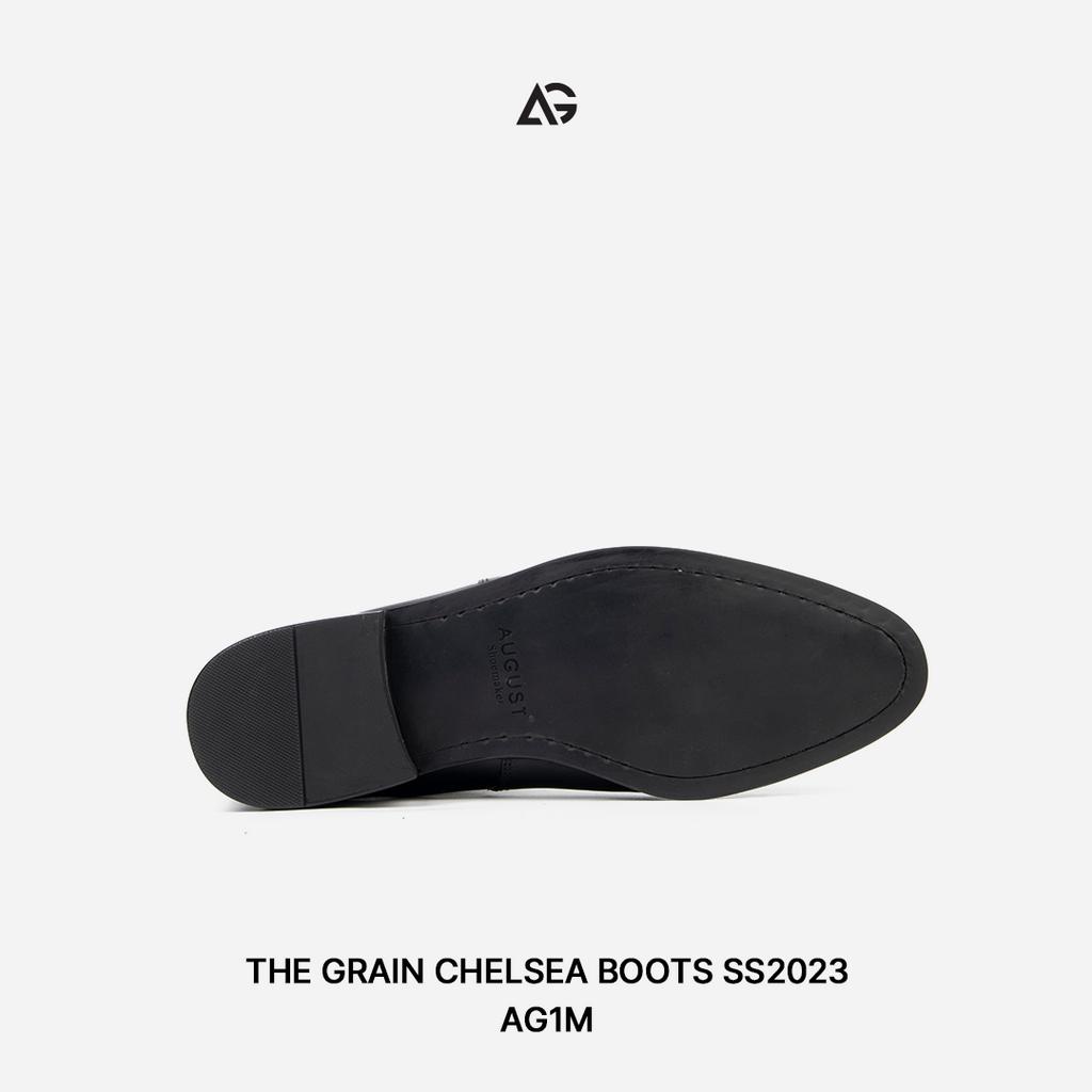 Giày Chelsea boots nam da vân giày da cao cấp da bò nhập khẩu handmade August shoes AG1M chính hãng bảo hành 12 tháng