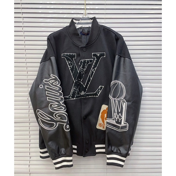Áo khoác bomber đen zaglag tay da B05 LV x NBA hàng loại 1 chất đẹp LV0990
