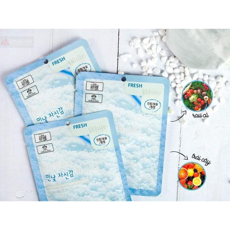 Hàng Chính Hãng gói mặt nạ tuyết dưỡng trắng da 3W Clinic Fresh White Mask Sheet 23ml X 10