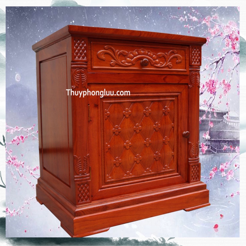 Tủ Kê Đầu Giường Cánh 1 Ngăn Kéo Gỗ Hương Cỡ 60x50x40