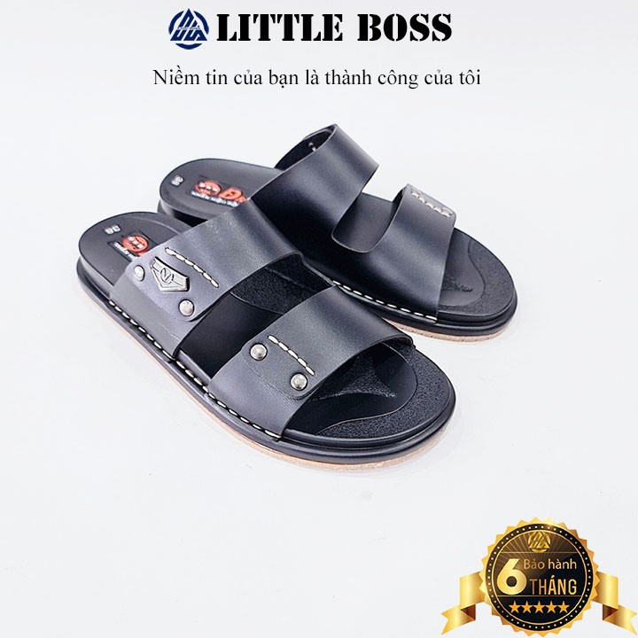 Dép quai ngang nam sandal da cao cấp Little Boss mẫu mới 2021 SD-06