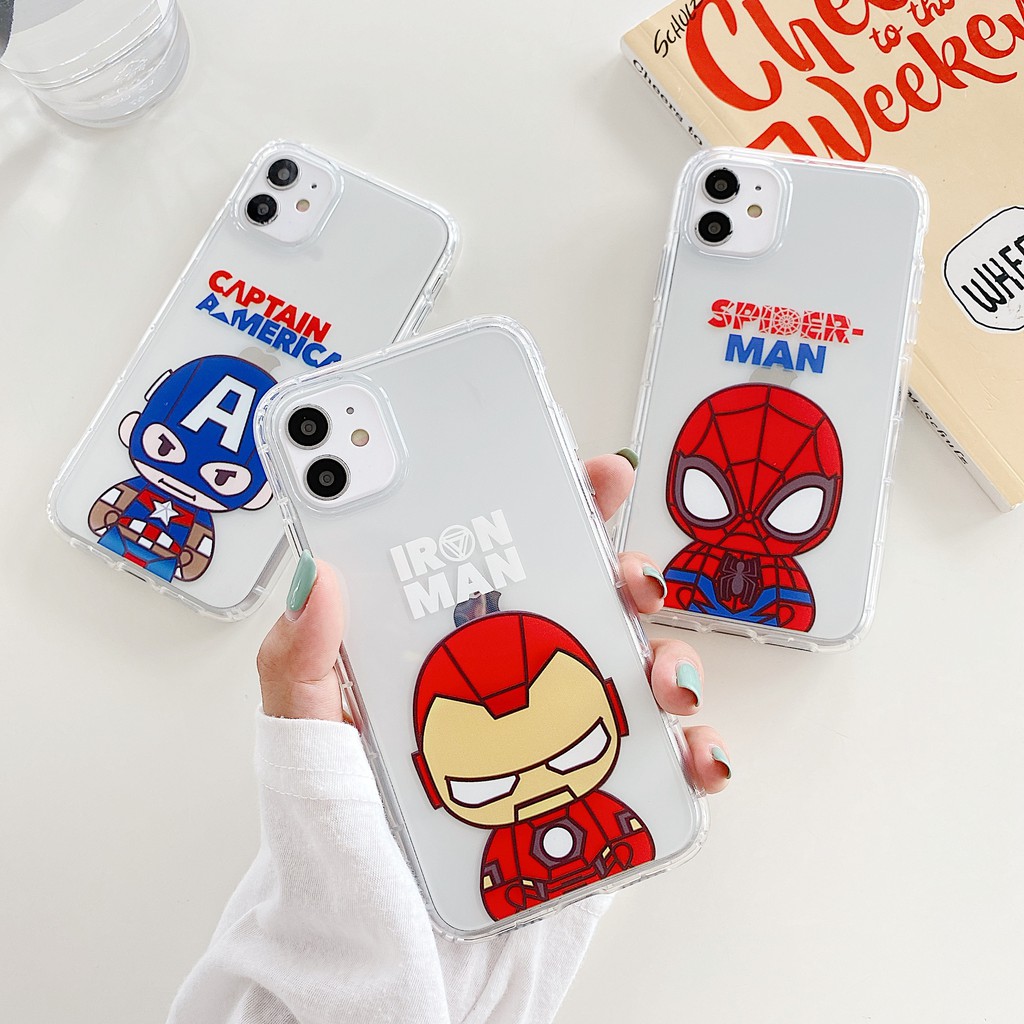 Apple Ốp Điện Thoại Tpu Silicon Trong Suốt Hình Marvel Spiderman Captain America Iron Man Cho Iphone11X6 6plus 7 7plus 8 8plus 11pro Xr Xsmax