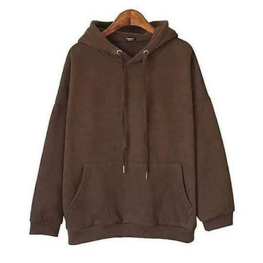 Hoddie nỉ bông nâu đậm unisex - Khoác nỉ chui đầu nâu socola có nón ( Ảnh thật + Video )