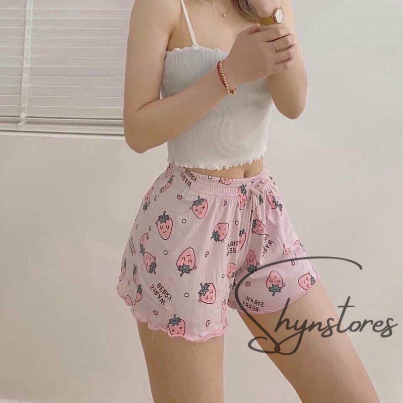 Quần đùi nữ Shyntores - quần đùi nữ thời trang cạp chun cuốn viền hoạt tiết hoạt hình siêu xinh freeship