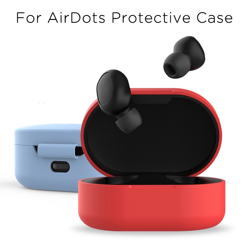 Vỏ bảo vệ hộp sạc tai nghe Redmi Airdots màu trơn chống trượt