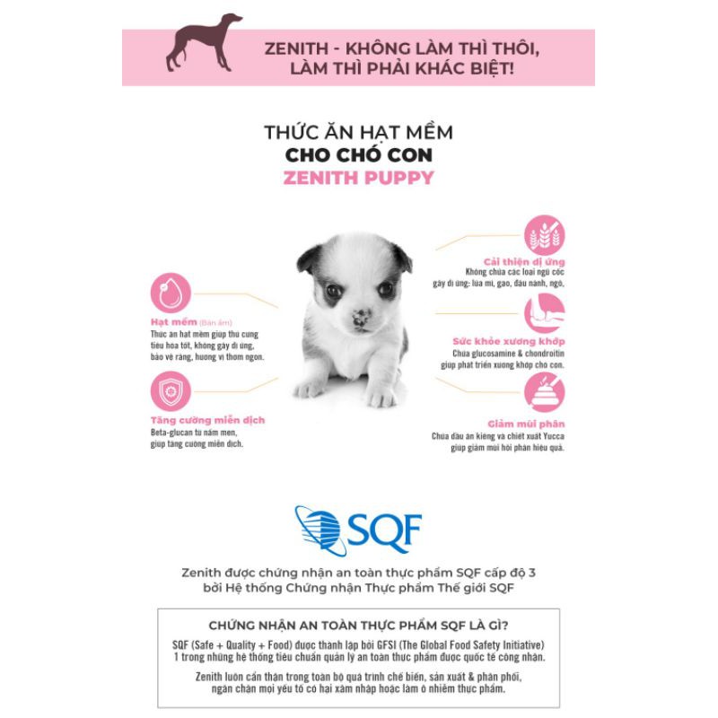 🐕1.2kg🐶THỨC ĂN HẠT MỀM CHÓ CON ZENITH PUPPY hạt mềm, cung cấp độ ẩm cao và lượng muối thấp, thơm ngon, dễ nhai.