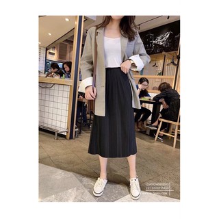 chân váy midi cạp chun