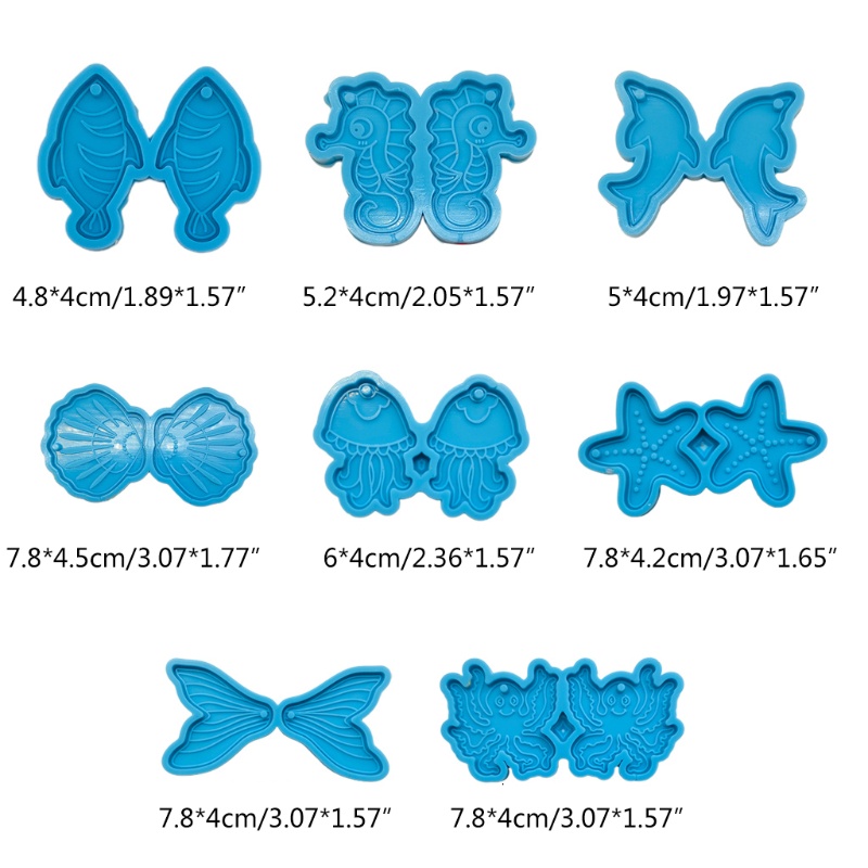 Khuôn Silicone Hình Động Vật Biển Làm Bông Tai Epoxy Diy