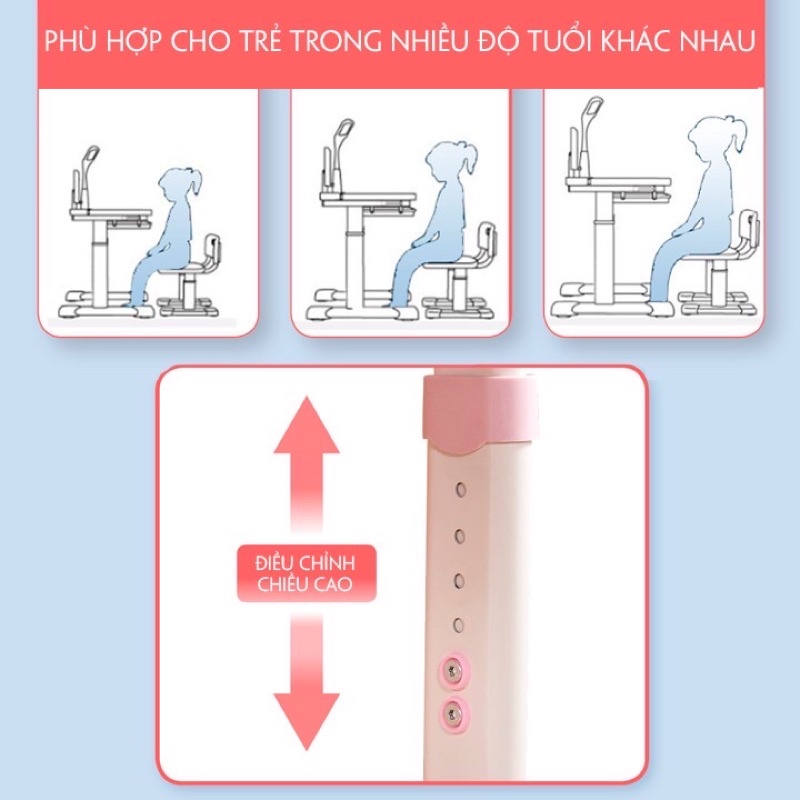 Bộ bàn ghế học sinh, bàn ghế cho bé tăng chỉnh cao thấp