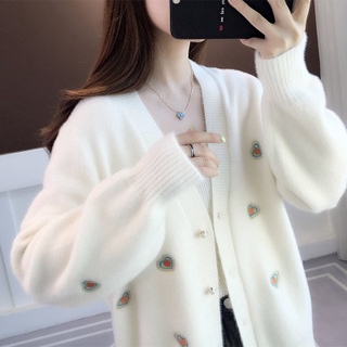 Áo len nữ đẹp, Áo khoác len nữ dáng rộng lông xù mềm mượt, Mix váy nữ tính trẻ trung