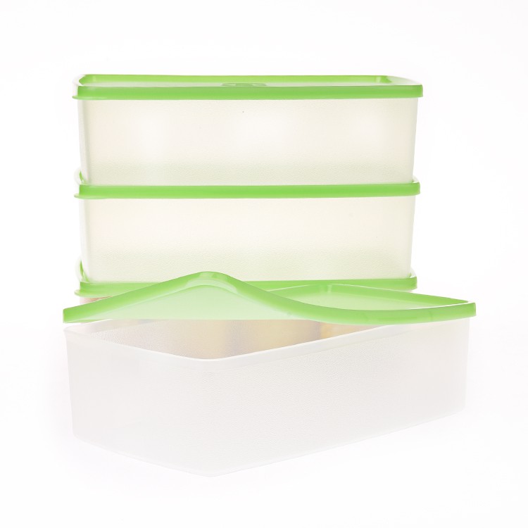 Bộ 4 Hộp Trữ Mát Tupperware Hộp Bảo Quản Rau Hoa Quả Ngăn Mát Tủ Lạnh Nắp Màu Xanh Lá TU30