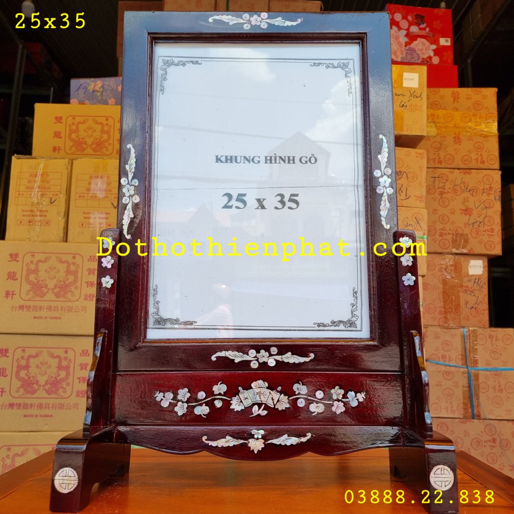 Khung Hình Gỗ Xà Cừ 25×35 Màu Đen