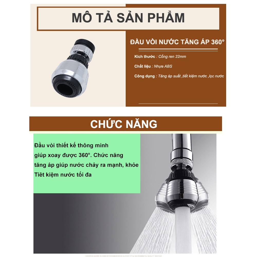 Đầu chia nước vòi rửa chén xoay đa chiều 2 chế độ phun tiết kiệm nước