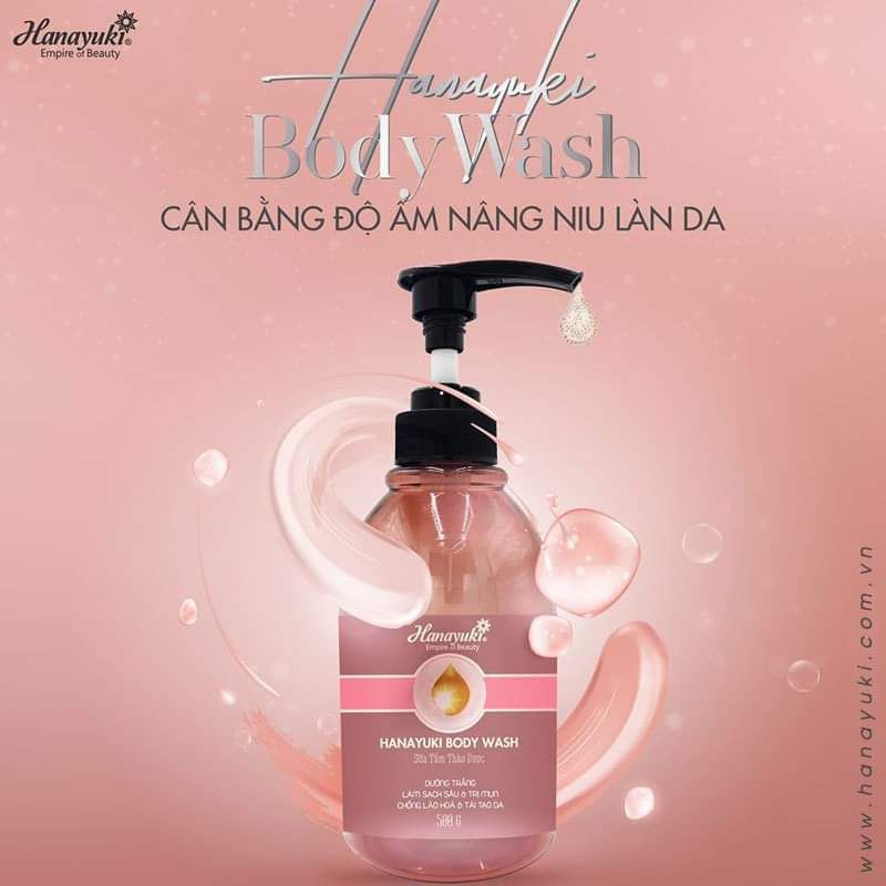 Sữa tắm trắng mịn da  thảo dược Hanayuki chính hãng  chai 250ml