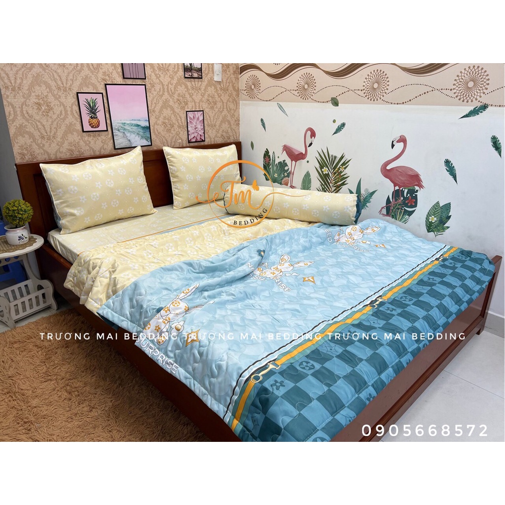 Drap tencel lụa siêu mát mịn 5 món có chăn chần gòn sang trọng | BigBuy360 - bigbuy360.vn