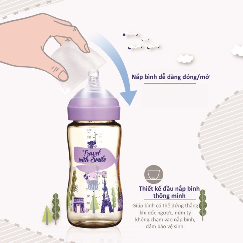 Bình sữa cổ rộng PPSU phiên bản đặc biệt 260ml KU.KU Duckbill KU5874/ KU5875