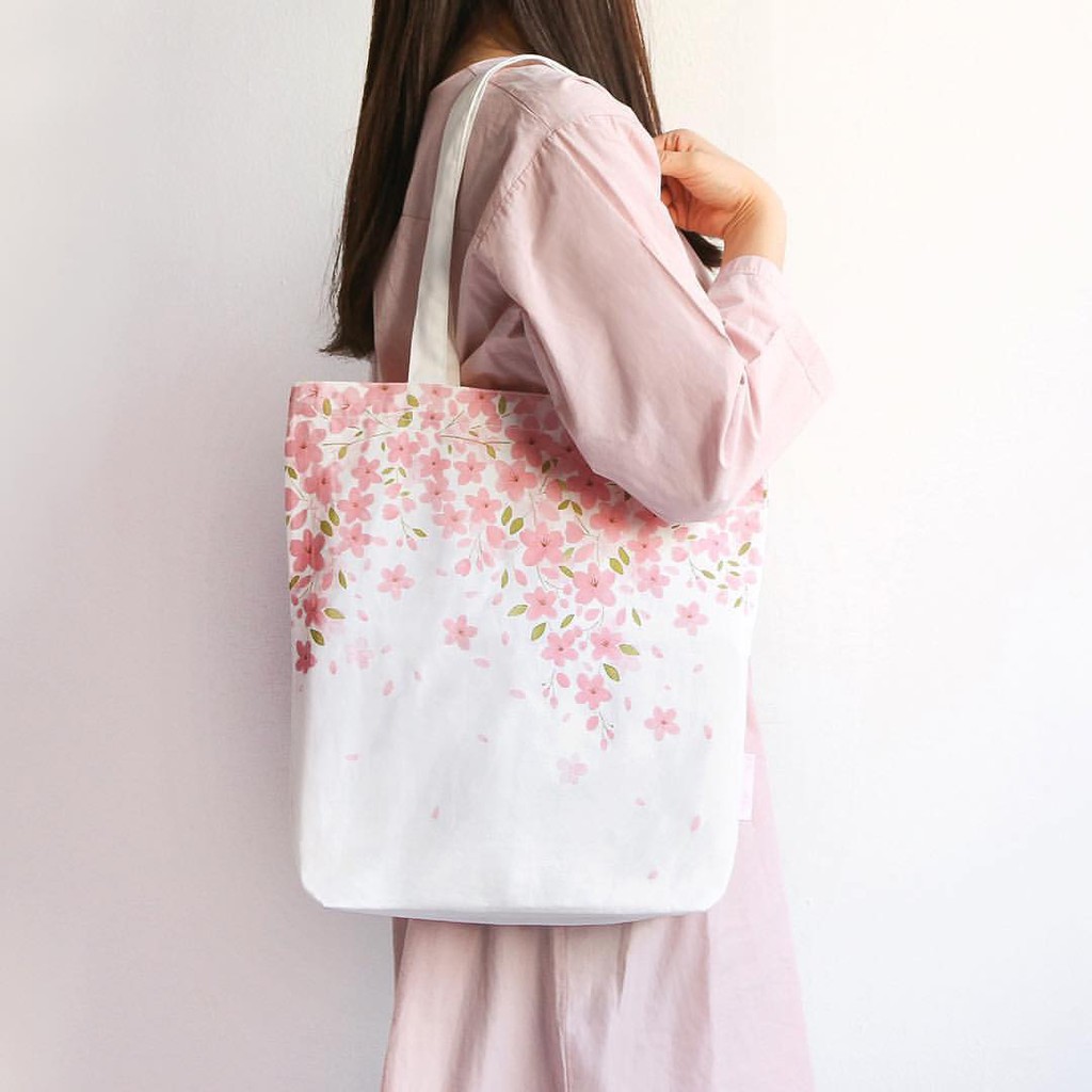 Túi tote DAISO limited cherry blossom