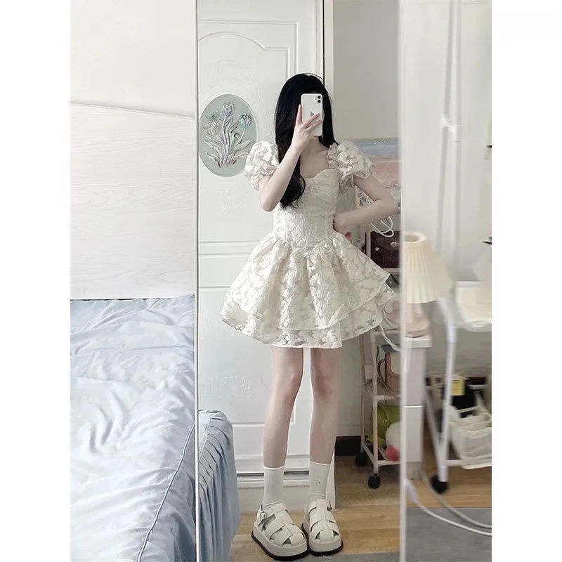 Đầm Công Chúa Tay Phồng In Họa Tiết Thời Trang Mùa Hè Mới Cho Nữ