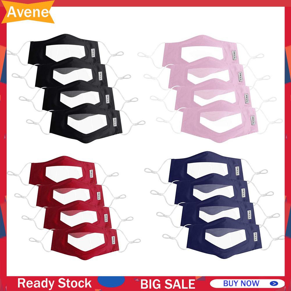 (hàng Mới Về) Set 4 Khẩu Trang Trong Suốt Chống Sương Mù Tiện Dụng