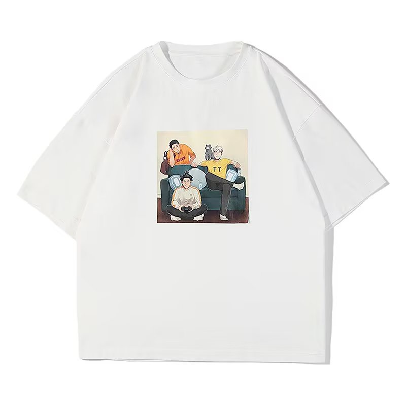 Áo Thun Tay Ngắn Dáng Rộng In Họa Tiết Hoạt Hình Phong Cách Hàn Quốc Thời Trang Mùa Hè Cho Nam Size M-8XL