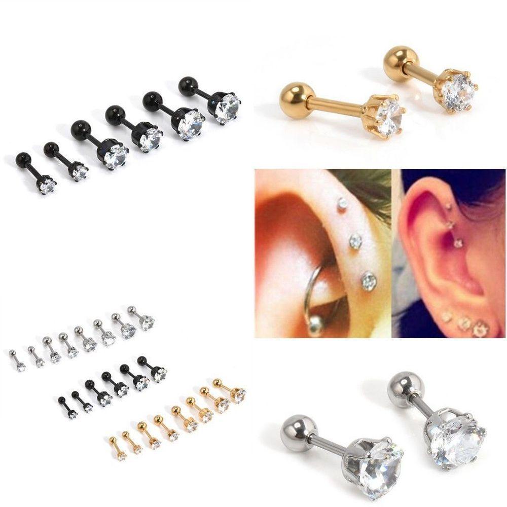 Trang Sức CLEOES|Khuyên Tai Đính Đá CZ Prong Phong Cách Punk