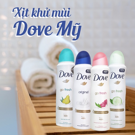 [Chuẩn Auth] Xịt ngăn mùi toàn thân Dove Moisturising 48h 150ml