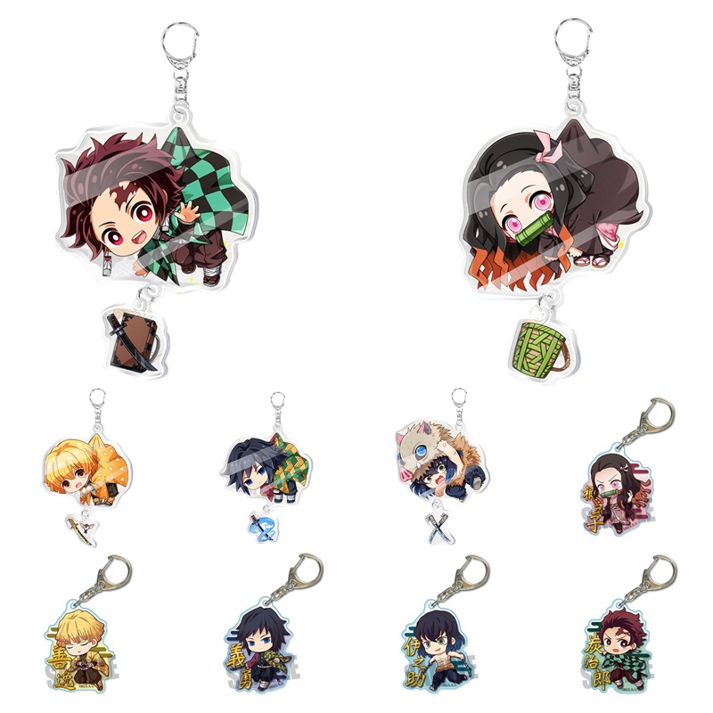 Móc Khóa Nhựa Acrylic Họa Tiết Hoạt Hình Demon Slayer Kimetsu No Yaiba Tanjiro Kamado
