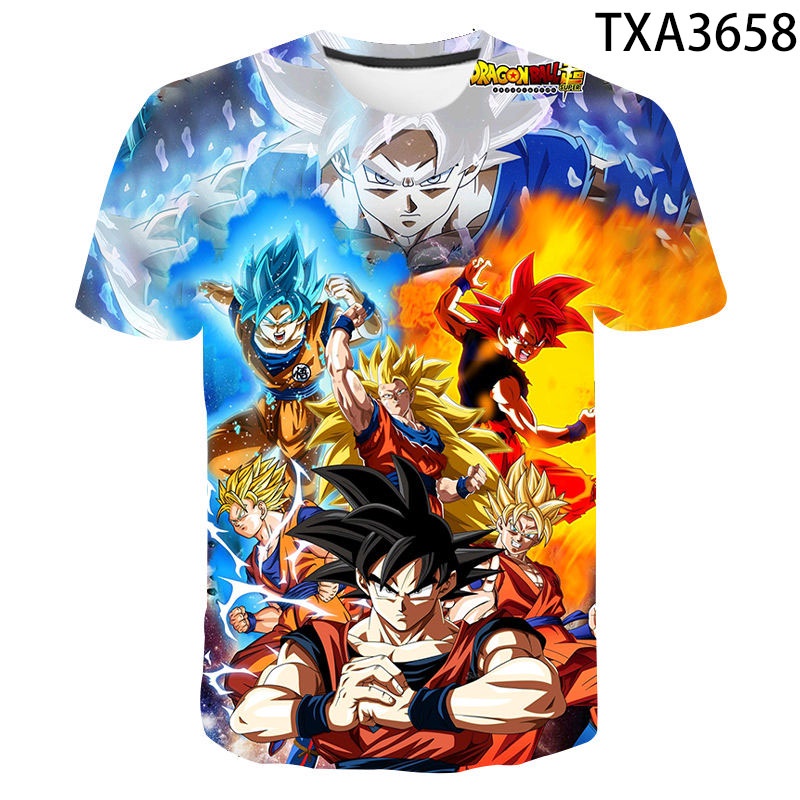 Áo thun tay ngắn in họa tiết Dragon Ball Goku anime thời trang mùa hè dành cho bé trai và bé gái